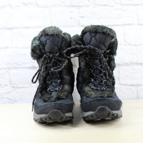 LL Bean Blue Quilted Faux Fur Lined Mid Calf Winter Snow Boots 8 M - Picture 4 of 9